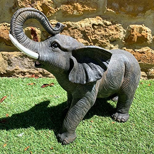 Image of Darthome Grey Resin Lucky African Elephant Safari Garden Statue Sculpture Ornament Large