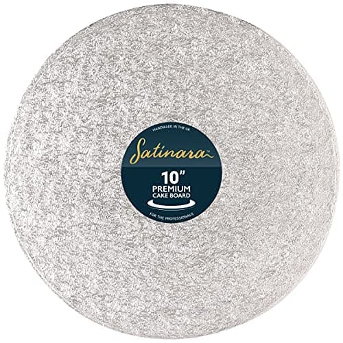 Image of Satinara, 10" Cake Board, Luxury Cake Drum, Individually Wrapped, Silver Foil Covered, 12mm thick - 10 Inch Round, Single