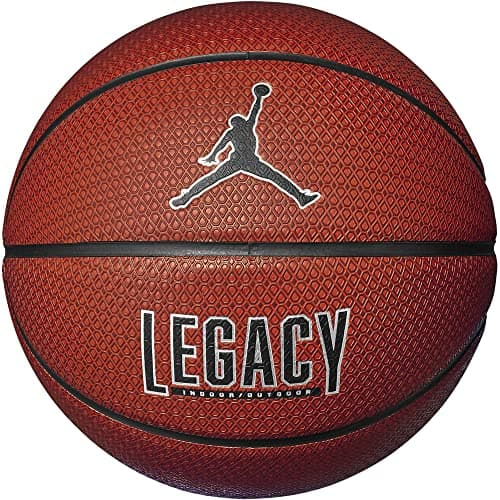 Image of Nike Jordan Legacy 2.0 Basketball 8P - Indoor Outdoor Performance Basketball - Training Ball - Delivered Deflated, Amber/Black/Metallic Silver/Black, 6