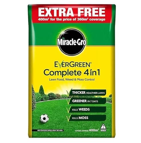 Image of Miracle-Gro Evergreen Complete 4 in 1 Lawn Care Feed for Green & Healthy Grass - Complete Lawn Maintenance Formula - Available in 80m², 200m², 360m² & 400m² Coverage (400m²)