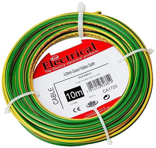 Image of Merriway BH01516 Single Core Round Earth Cable, 6491X 4.0mm Yellow & Green, 10 Metres (33 feet)
