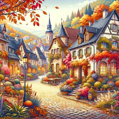 Image of HUADADA Jigsaw Puzzles 1024 Pieces for Adults jigsaw puzzles for adults 1024 Piece Puzzle Educational Games-Town in Autumn