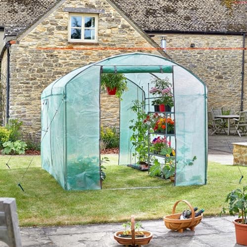 Image of Pro-Tunnel GroZone Max Greenhouse with PE Cover, Zip-Up Doors & Vent Windows - Foldaway Garden Grow House, Germinate Seeds, Propagate Plants & Grow Exotic Fruit & Veg - H190 x W200 x D300cm