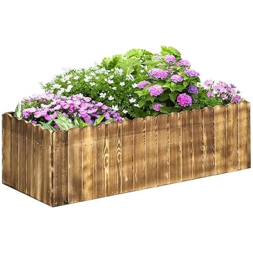 Image of Outsunny 109L Raised Garden Bed, Wooden Rectangle Planter Box, Outdoor Herb Vegetable Flower Pot (100L x 40W x 30H cm)