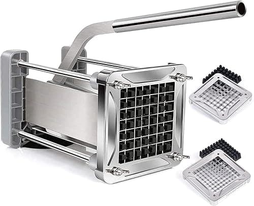 Image of Chip Cutter, Sopito Professional Potato Chipper Stainless Steel with 1/2 Inch and 3/8 Inch French Fries Cutter Replacement Blades for Home and Commercial Use