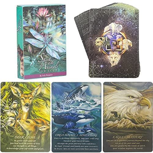 Image of ZOWUBNK Oracle Cards Deck,Tarot Cards Deck,Spirit Animal Oracle Cards,52-Tarot Cards Set for beginners