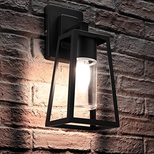 Image of Auraglow Black Outdoor Hanging E27 LED Candle Lantern Wall Light Lamp (Cool White)