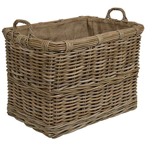 Image of Wovenhill Home Storage Kubu Rattan Rectangle Extra Large Log Basket with Hoop Handles W74 x D49 x H74cm/ Toy