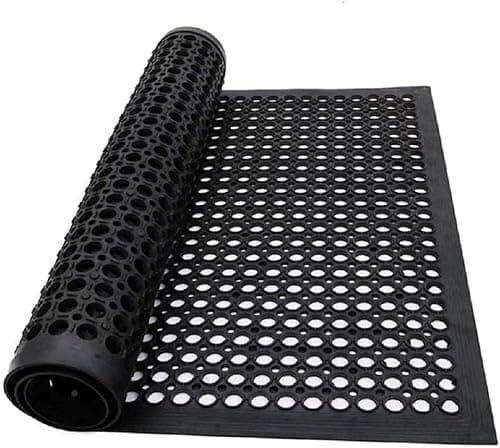 Image of MYOYAY Large Outdoor Rubber Entrance Mats 90cm x 150cm Rubber Drainage Mat Anti Fatigue Non Slip Drainage Door Mat Flooring Heavy duty Commercial Kitchen Floor Mat for Industrial Kitchen Bathroom