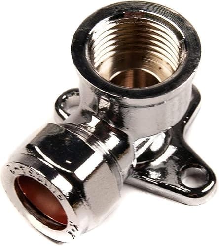 Image of NPH 15mm x 1/2" Wall Plate Elbow Compression Chrome on Brass