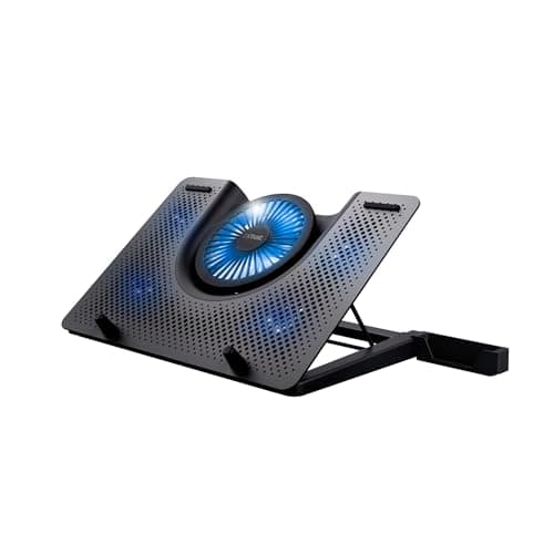 Image of Trust Gaming GXT 1125 Quno Laptop Cooling Stand - Laptops up to 17.3 inch, 5 Blue Illuminated Fans, Adjustable Angle, Computer Cooler - Black