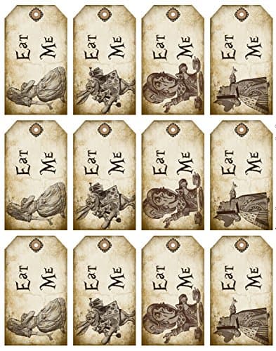 Image of Chic Cottage Crafts Eat Me Alice In Wonderland Tags Labels - 12 Glossy Finish 4.5cm x 8cm Party Prop Decoration