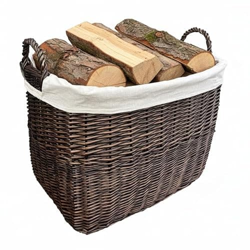 Image of Arthur Cameron - Fawley Rectangular Wicker Log Woven Basket - Perfect as Home Decor - Storage and Organization (Distilled Brown, Small)