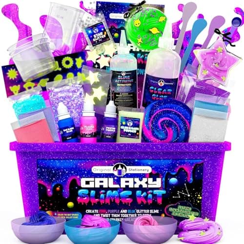 Image of Original Stationery: Galaxy Slime Kit with Glow in The Dark Glue & Stars to Make Glitter & Galactic Slime! for Girls and Boys