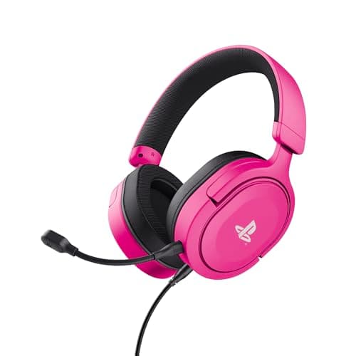 Image of Trust Gaming GXT 498P Forta [Officially Licensed for PlayStation 5] Gaming Headset for PS5 / PS4, 1.2m Cable, 50mm Drivers, 3D Audio, Detachable Microphone, Wired Over-Ear Headphones with Mic, Pink