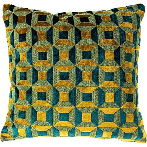 Image of Paoletti Empire Cushion Cover, Teal/Gold, 45 x 45cm