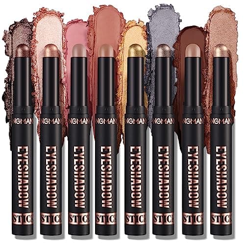 Image of XINYUNXIN 8PCS Eyeshadow Stick Soft Creamy Matte Shimmer Eye Shadow Pencil Crayon Highlighting Pigmented Shiny Eyeshadow Pencil Waterproof Classy Shimmer Eye Shadow Sticks Set (B)