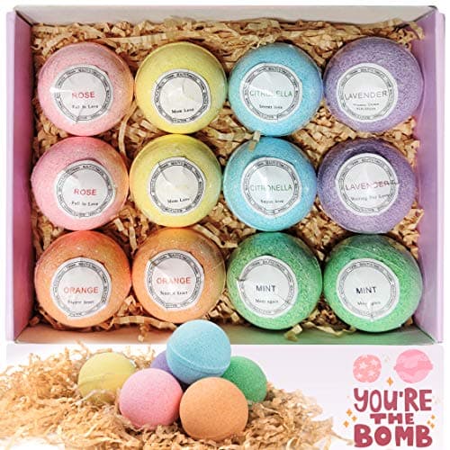 Image of Bath Bombs Gift Set, TTRwin Natural Vegan Spa 12 Fizzy Bubble Bath Bomb Kit with Different Organic Essential Oils，Birthday Gift idea for Her, Women, Men, Kids and Teen Girls