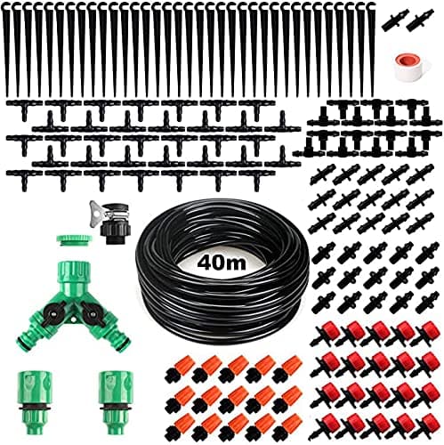 Image of Quate 158 PCS Irrigation System Kit, 40M Micro Drip Watering System with Adjustable Nozzle Sprinkler Sprayer and Dripper Automatic for Greenhouse, Lawn, Patio, Landscape, Flower Bed, Terrace Plants