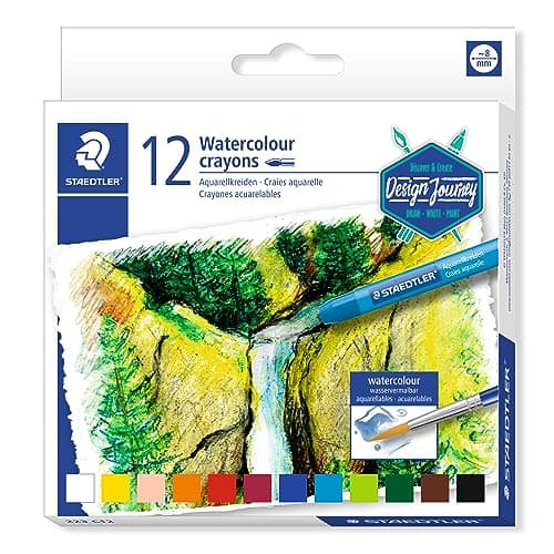 Image of STAEDTLER 223 C12 Design Journey Watercolour Crayons - Assorted Colours (Pack of 12)