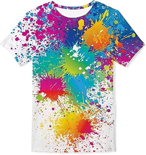 Image of Kids4ever Boys Teenagers T-Shirt Funky 3D White Graffiti Prints Casual Crewneck Short Sleeve Tee Shirt for Aged 13-14 Years Kids
