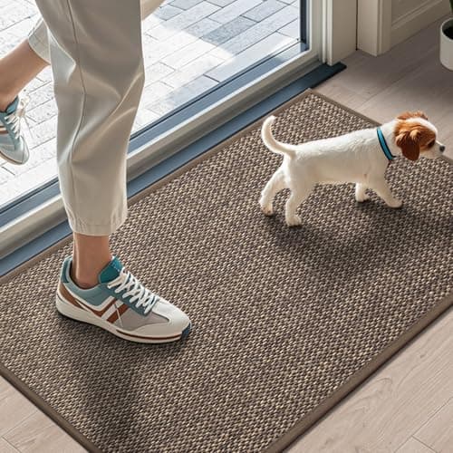 Image of LEKEEPGO Door Mat Indoor 43 x 75 cm, Non-Slip Doormat, Washable Dirt Trapper Mat, Thin Door Mat, Absorbent Entrance Rug, Clean Mat, Entrance Mat for Indoor, Brown