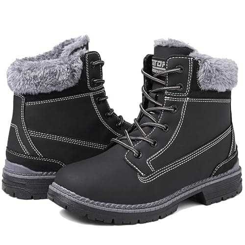 Image of ziitop Snow Boots Womens Winter Boots Waterproof Ankle Boots Warm Fur Lined Walking Boots Ladies Hiking Boots Mid Calf Boots Lace up Lightweght Non-Slip Outdoor Work Boots