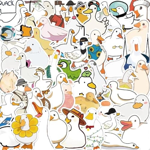 Image of 50 PCS Stickers for Duck,Vinyl Skateboard Guitar Door Laptop Luggage Car Bike Water Bottle Birthday Party Supplies Teens Kids Boys and Girls Stickers Duck Sticker Pack