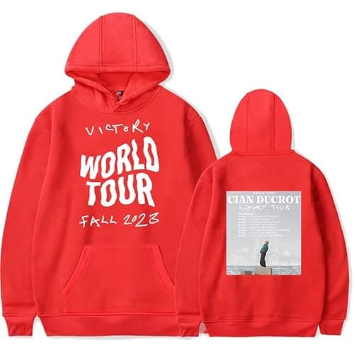 Image of RYSXJLX Cian Ducrot Hoodie Unisex Casual Fashion Classic Print Sweatshirt Singer Victory Tour Merch (XS,red)