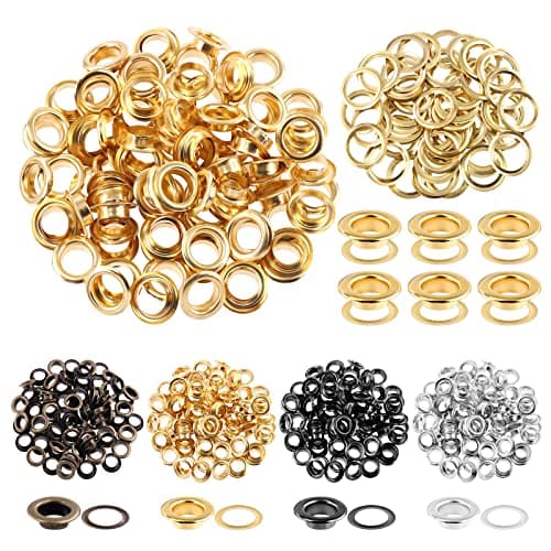 Image of Glarks 100Pcs 10MM Golden Metal Thickened Grommet Eyelets with Washers Kit for Fabric, Canvas, Curtain, Clothing, Leather Repair