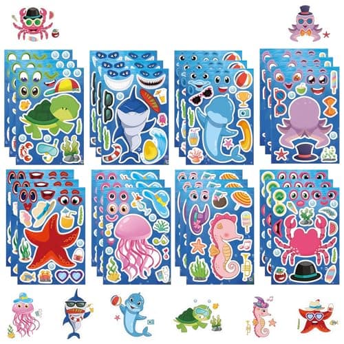 Image of 16Pcs Cartoon Blue Make a Face Stickers for Kids,Boys,Girls, DIY Make Your Own Spider Sticker Sheets Birthday Party Favor Bag Personalized Cartoon Stickers for Kids Supplies Gifts