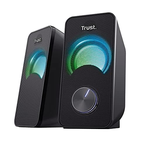Image of Trust Arys Compact PC Speakers 2.0, 12 W (6 W RMS), RGB Illumination, USB Powered, Jack 3.5 mm, Stereo Sound System, Computer Speakers for Laptop, Desktop - Black