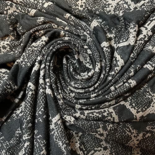Image of Soft Plain/Printed Cotton Jersey Stretch Knit T Shirt Baby Grow Craft Fabric Material 58 inch - 150 cm Wide Sold As 1 Meter Pre - Cut Lengths (Black Snake Skin 2) (LP101)