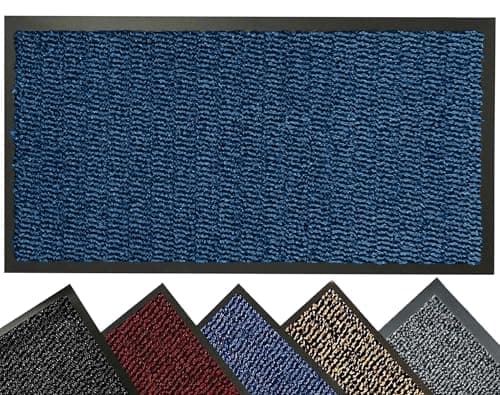 Image of LENAK Door Mats - Entrance Mat Barrier Hallway Runner Kitchen Rug, Non-Slip Dirt Trapper Rubber Back Washable Floor Mat, Dust Grabbing Indoor Outdoor Doormats (Blue, 90x150cm)