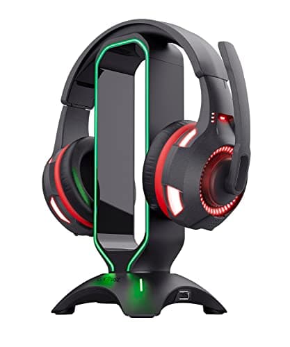 Image of GXTrust Trust GXT 265 Cintar Gaming Headset Stand, LED RGB Illuminated Stand for Headphones, 2 Extra USB-A Ports, Universal Fit, 1,5m Cable, Non-Slip Base - Black