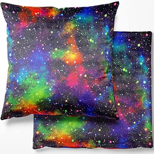 Image of Discount Fabrics LTD Velvet Cushion Covers Fabric Curtain Plush Tropical Botanical Paradise Rainforest (18 Inch Cushion Cover, Galaxy)