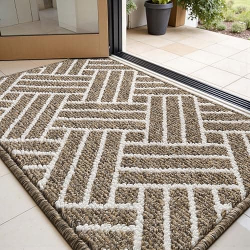 Image of Sour Lemon Door Mat 60x90cm – Washable Non Slip Doormat Indoor, Super Absorbent Dirt Trapper Rug Door Mats for Entrance, Line pattern Floor Mat For Front Back Door, Kitchen, Pets