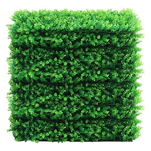 Image of 6 PCS Artificial Leaves Hedge Panels Hedge Wall Panels Artificial Grass Backdrop Wall 40 X 60cm 4cm Green Grass Wall for Decor Privacy Fence Indoor Outdoor Garden (Eucalyptus Light Green, 6 Pcs)
