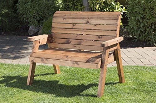 Image of Charles Taylor Trading Hand Made Traditional 2 Seater Chunky Rustic Wooden Garden Bench Furniture