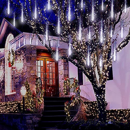 Image of Grarry LED Meteor Shower Lights, Falling Rain Lights 30cm 10 Tube, LED Christmas Lights Outdoor USB Icicle String Lights for Christmas Xmas Tree Halloween Decorations Window Wedding Party