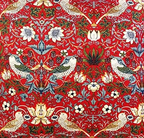 Image of Jansons Direct Linens Strawberry Thief Red 100% Cotton Four Pack Napkins 43cm x 43cm William Morris Gallery