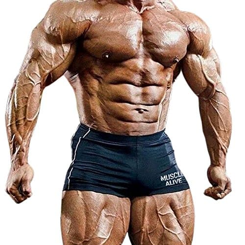 Image of Muscle Alive Mens Gym Tight Bodybuilding Workout Shorts Fitness Sports Polyester and Lycra Ma Black XL
