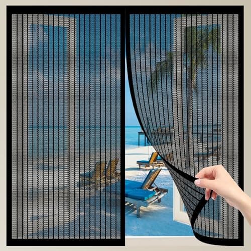 Image of Magnetic Window Fly Screen 265 x 155 cm with Full Frame Magnetic Mosquito Insects Mesh Curtain Curtains Keeps Bugs Out for All Kinds of Window, Black
