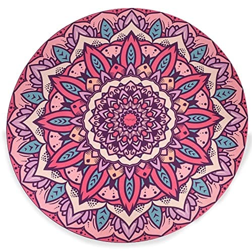 Image of Myga Round Yoga Mat - Large Yoga Mat for Pilates, Meditation and Stretching - Vegan Suede & Natural Rubber Eco-Friendly Mat - 140cm x 5mm - Mandala