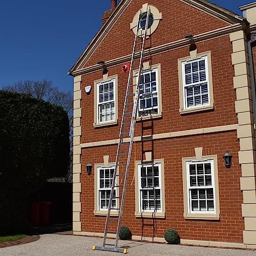 Image of Trade Master Pro® 2 Section Extension Ladder | Auto Locking Clips | Aluminium | Anti Slip Stabiliser bar | 150kg Weight Rating | EN131 Pro Certified | Size: 7.09m