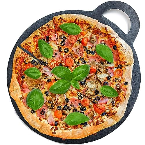 Image of Andrew James 30cm Pizza Stone | Large Cast Iron Baking Stone | Ideal for Scones, Pizza and Bread | Oven Use for Baking | Non-Stick Heavy Duty | Traditional Cast Iron Hot Plate