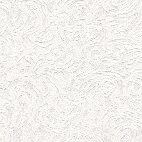 Image of SOPHIE LAURENCE White Swirl Embossed Paintable Wallpaper - Luxury Textured Vinyl, Glossy Finish, Washable, 0.53m x 10.05m Roll