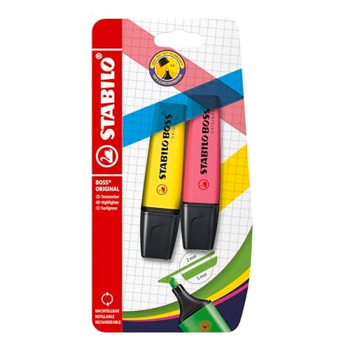 Image of STABILO BOSS ORIGINAL - Highlighter - Pack of 2 - Yellow/Pink