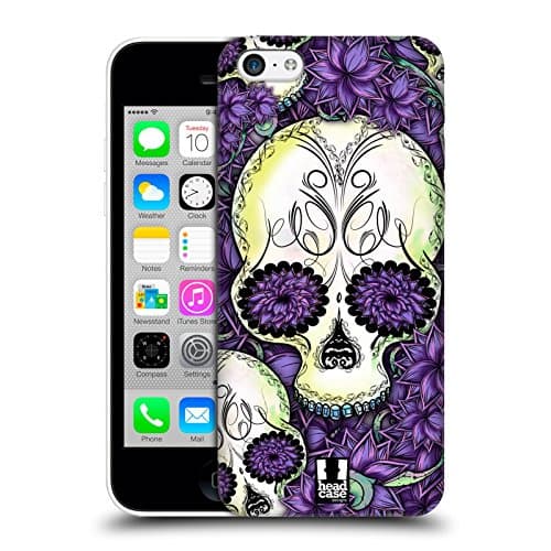 Image of Head Case Designs Violet Florid Of Skulls Hard Back Case Compatible With Apple iPhone 5c