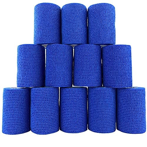 Image of Self-Adhesive Cohesive Bandage, 7.5 cm x 4.5 m, Blue, Pack of 12, Strapping, Tape Flex